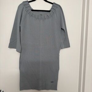 Kor@Kor Gray Merino Wool Short Sleeve Knit Dress w/hip pockets | Size: XS/S